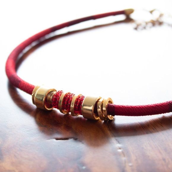 Handmade necklace gold and red gold plated new adjustable new - Picture 3 of 3